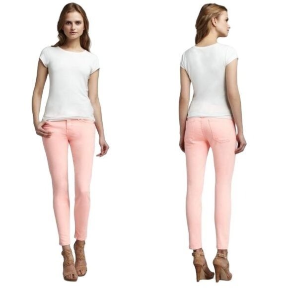 Current Elliott The Stiletto Peach Pink Ankle Cut Skinny Jeans Womens Size 26